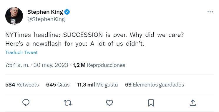 ¿Que bomba le tiro Stephen King al final de Succession?