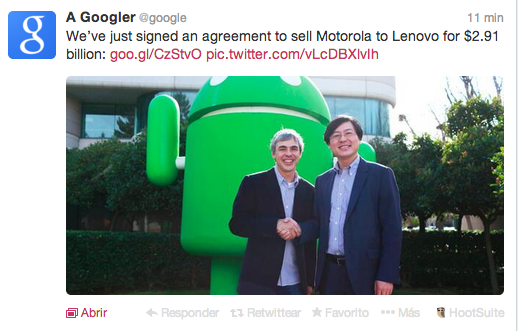 Cultura Geek Google le vende a Lenovo la seccion movil de Motorola