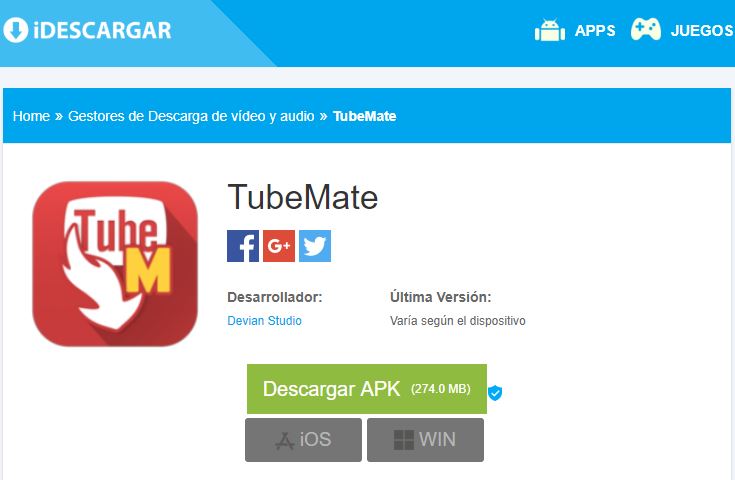 tubemate para descargar musica