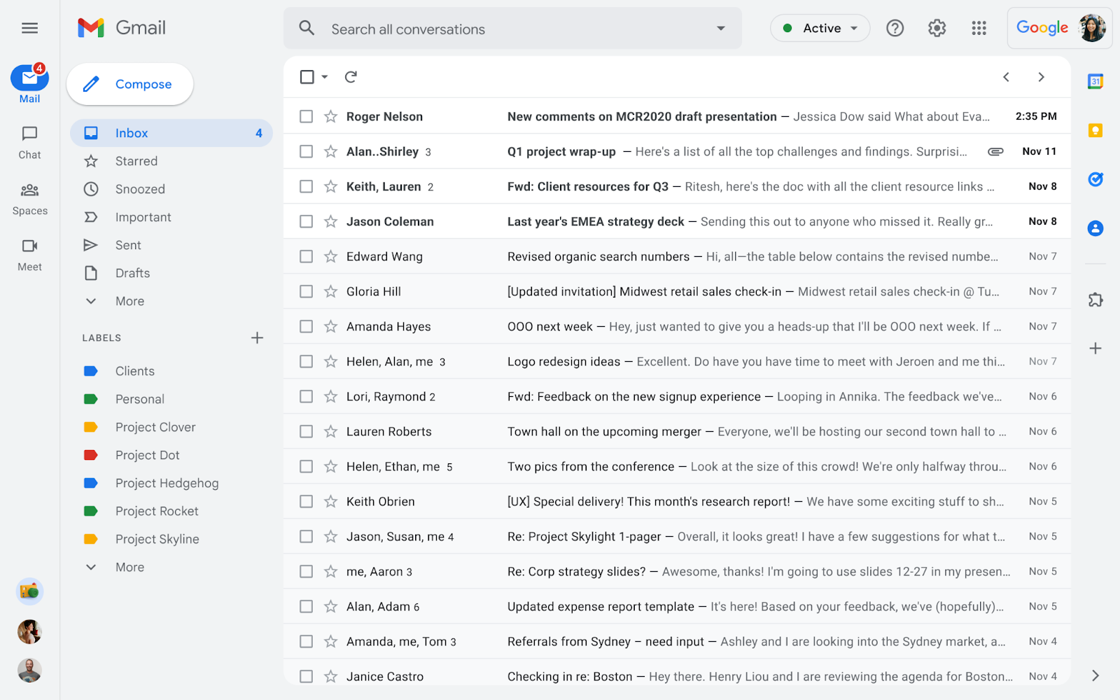 Gmail nuevo diseño -