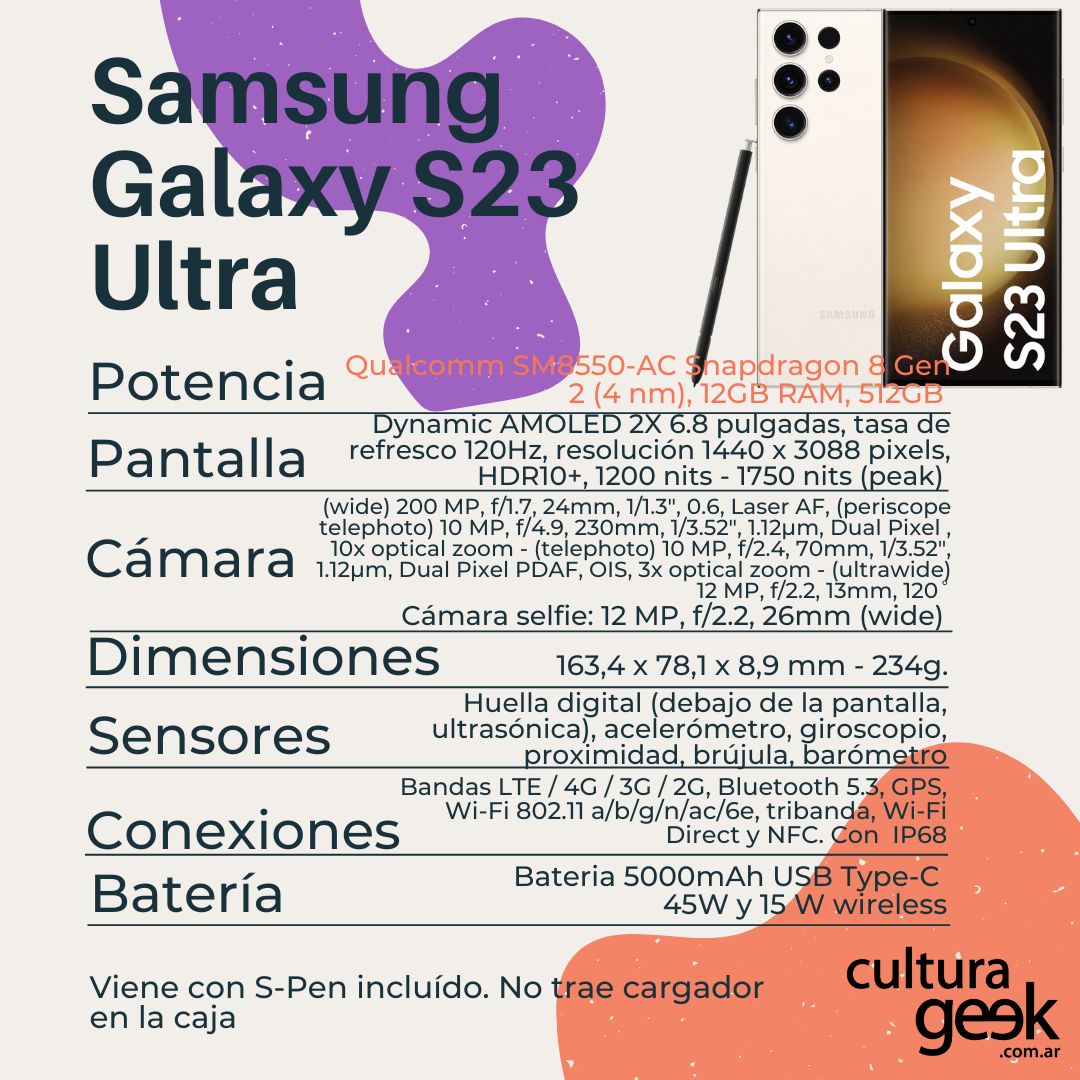 Samsung Galaxy S23 Ultra: el corazón más potente del momento y 200