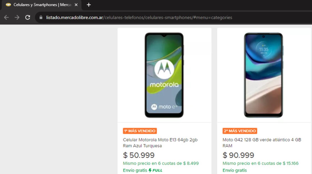 Mercado Libre - Motorola Moto E13