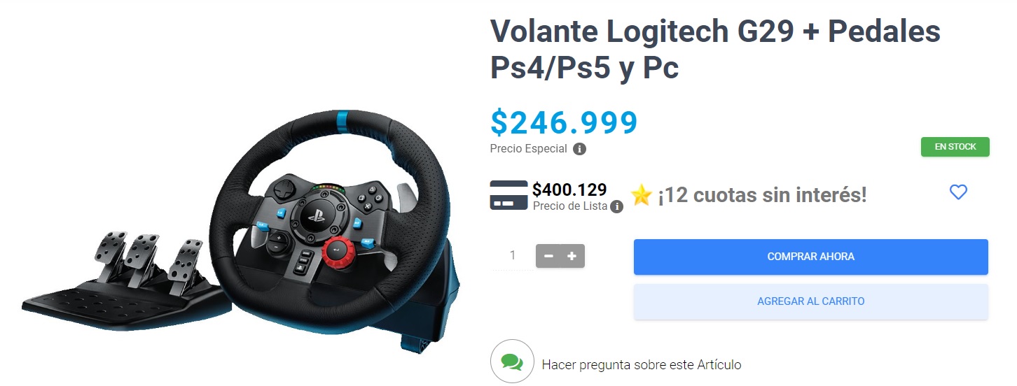 Mexx  VOLANTE LOGITECH G29 PEDALES PS4 PS5 Y PC
