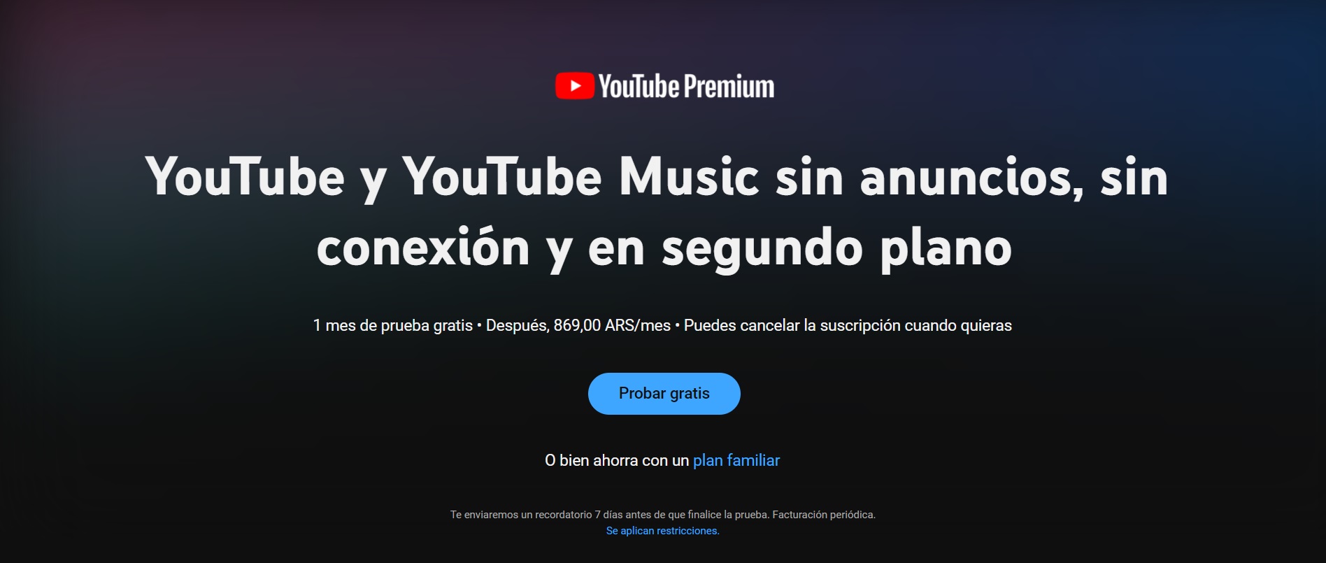 YouTube Premium aumento