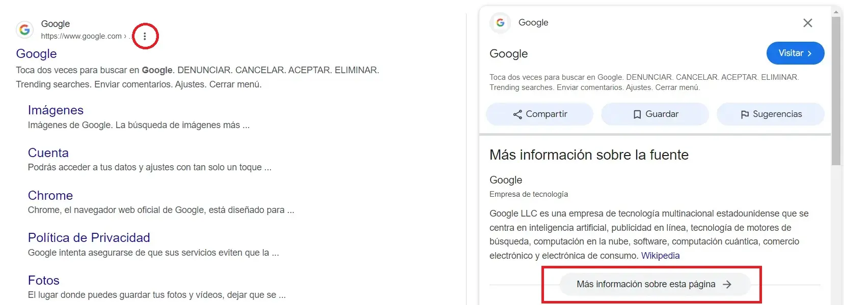 búsquedas Google