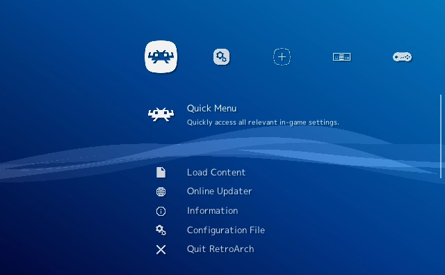 Menú de RetroArch configurado como la interfaz de PlayStation 3