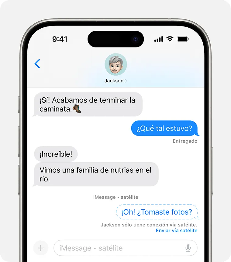 Apple Mensajes satélite