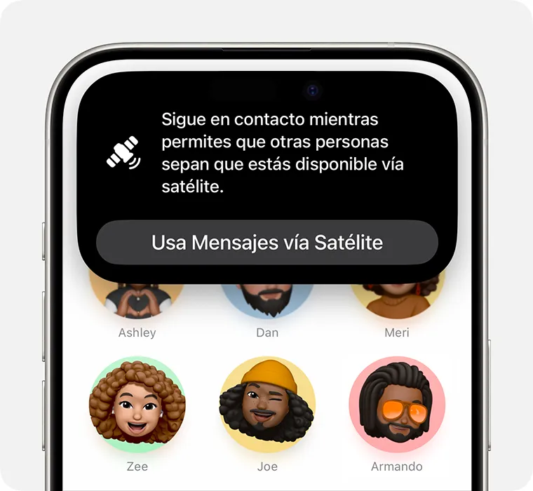 Apple Mensajes satélite