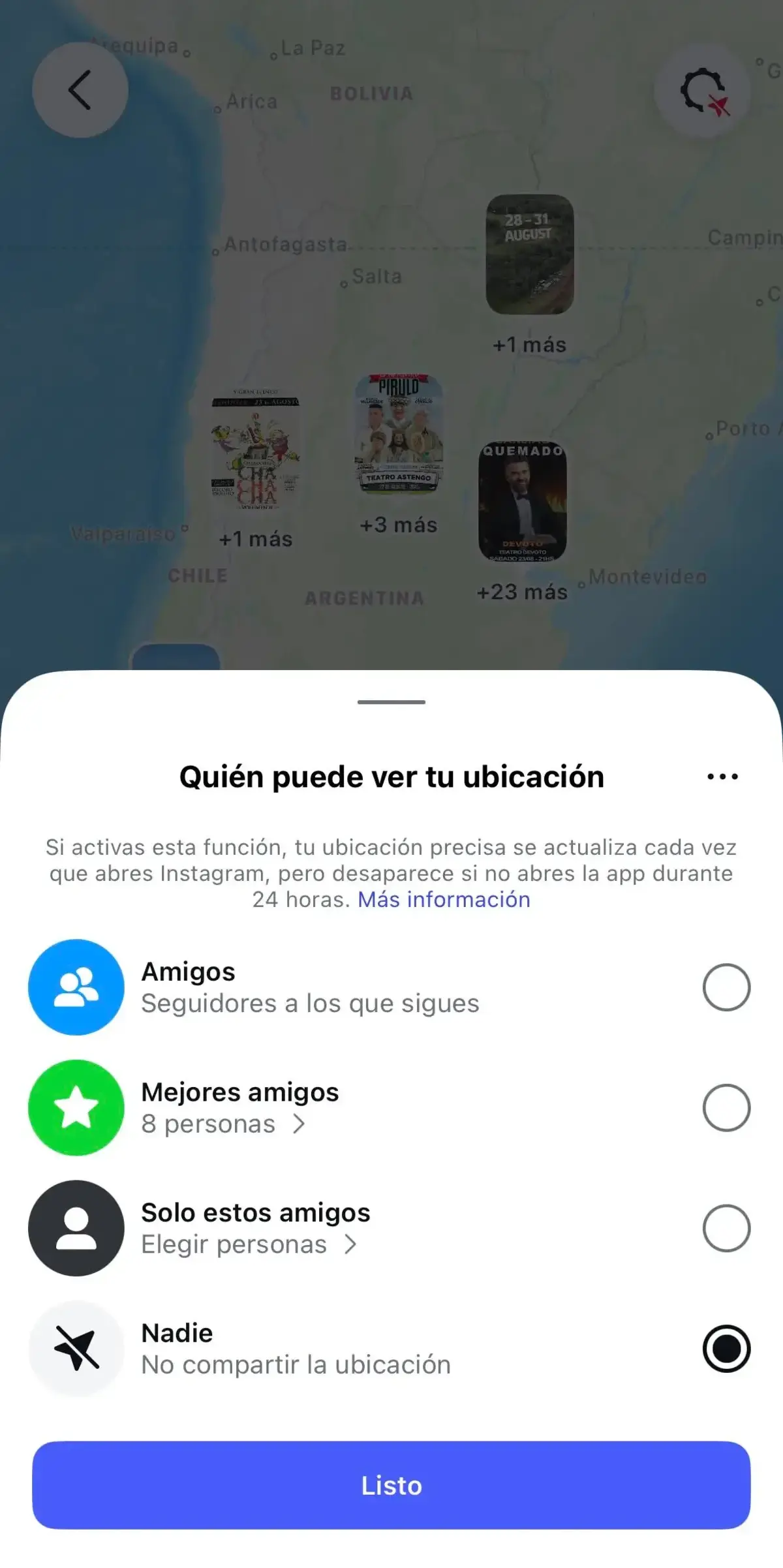 Mapa en Instagram