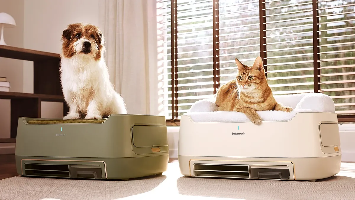 purificador de aire y cama para mascotas