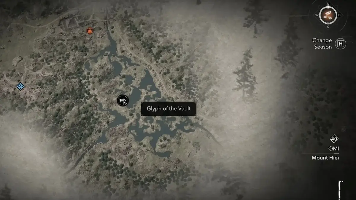 Glifo de la Bóveda grabado en roca en AC Shadows