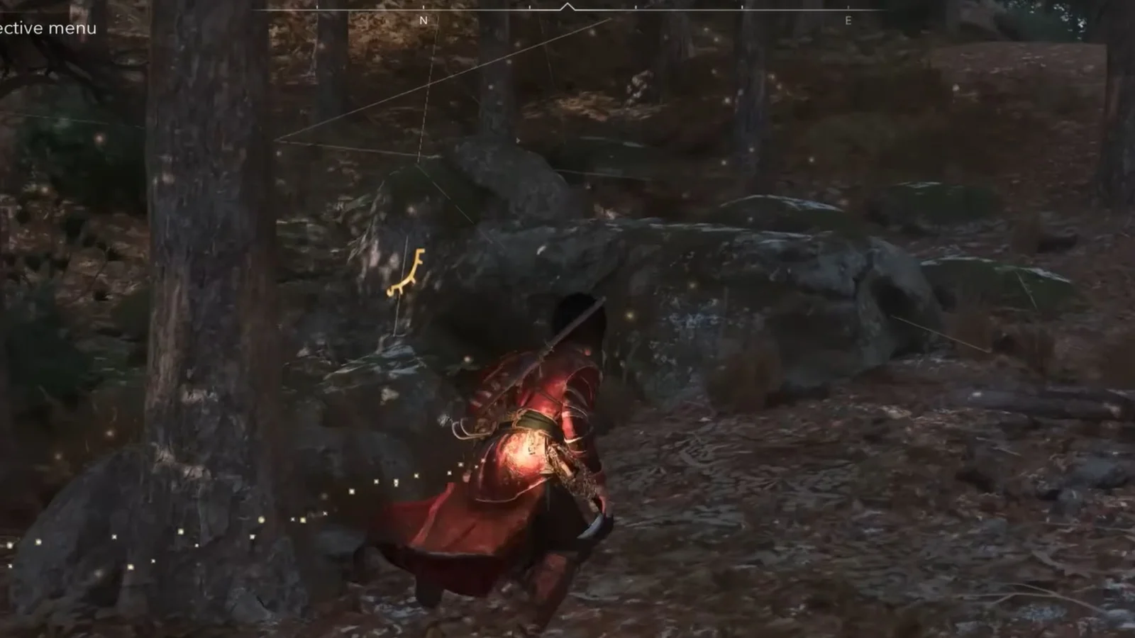 Glifo de la Atalaya grabado entre árboles en Assassin's Creed Shadows