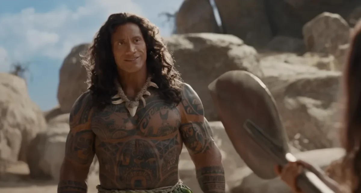 Maui y Moana en una escena del live-action de Disney, la película que fracasó en la taquilla
