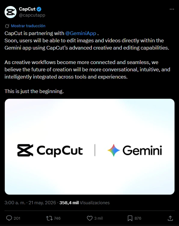 CapCut se asocia con Gemini