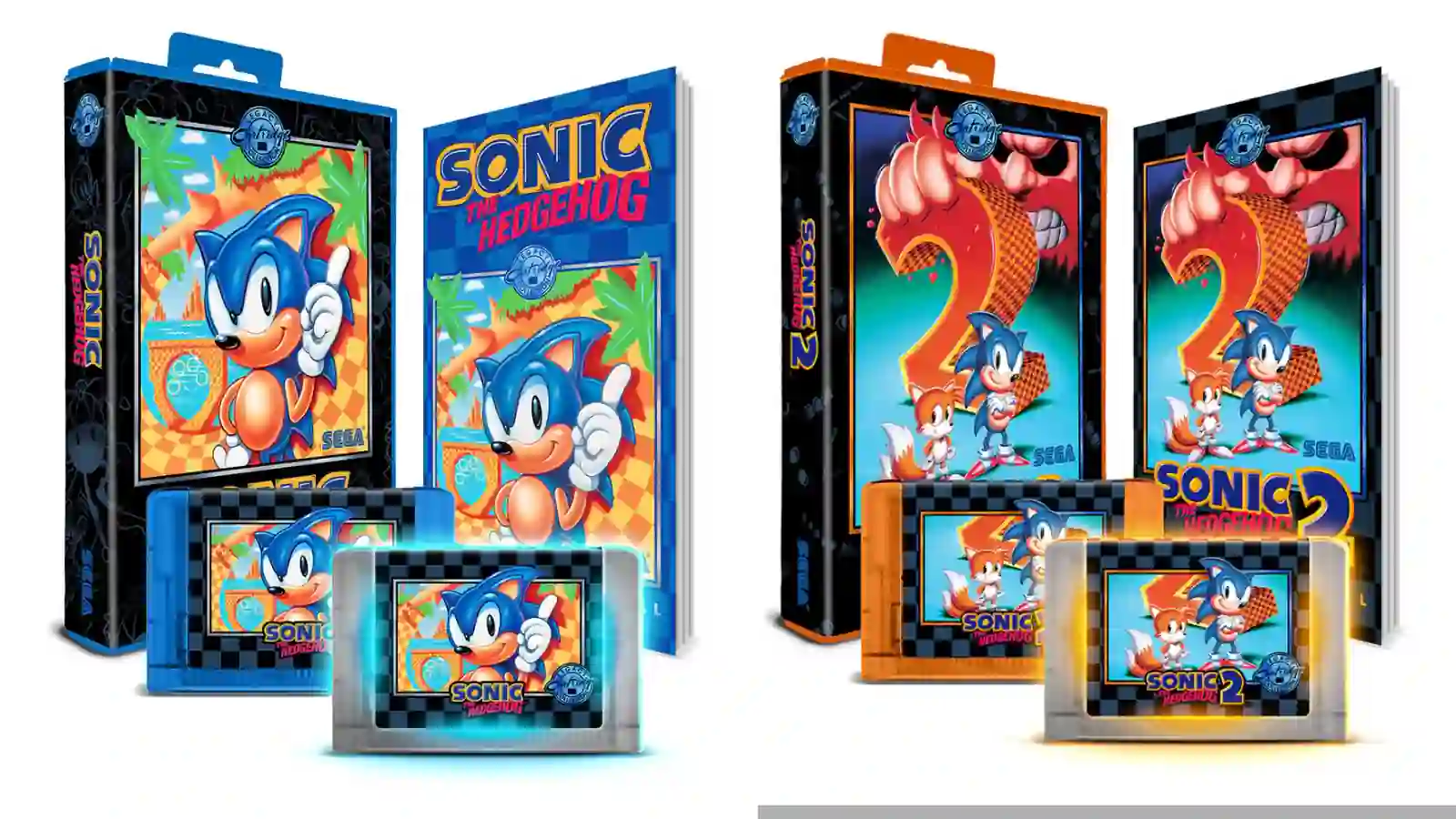 Cartuchos coleccionistas de Sonic y Sonic 2 del 35° aniversario por iam8bit