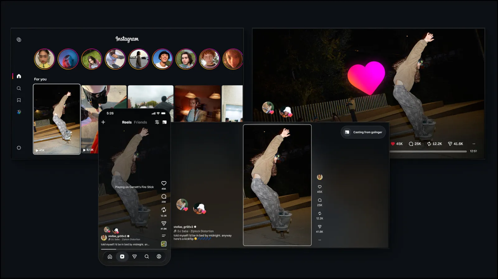 Reels de Instagram en televisor Samsung, experiencia de streaming en pantalla grande