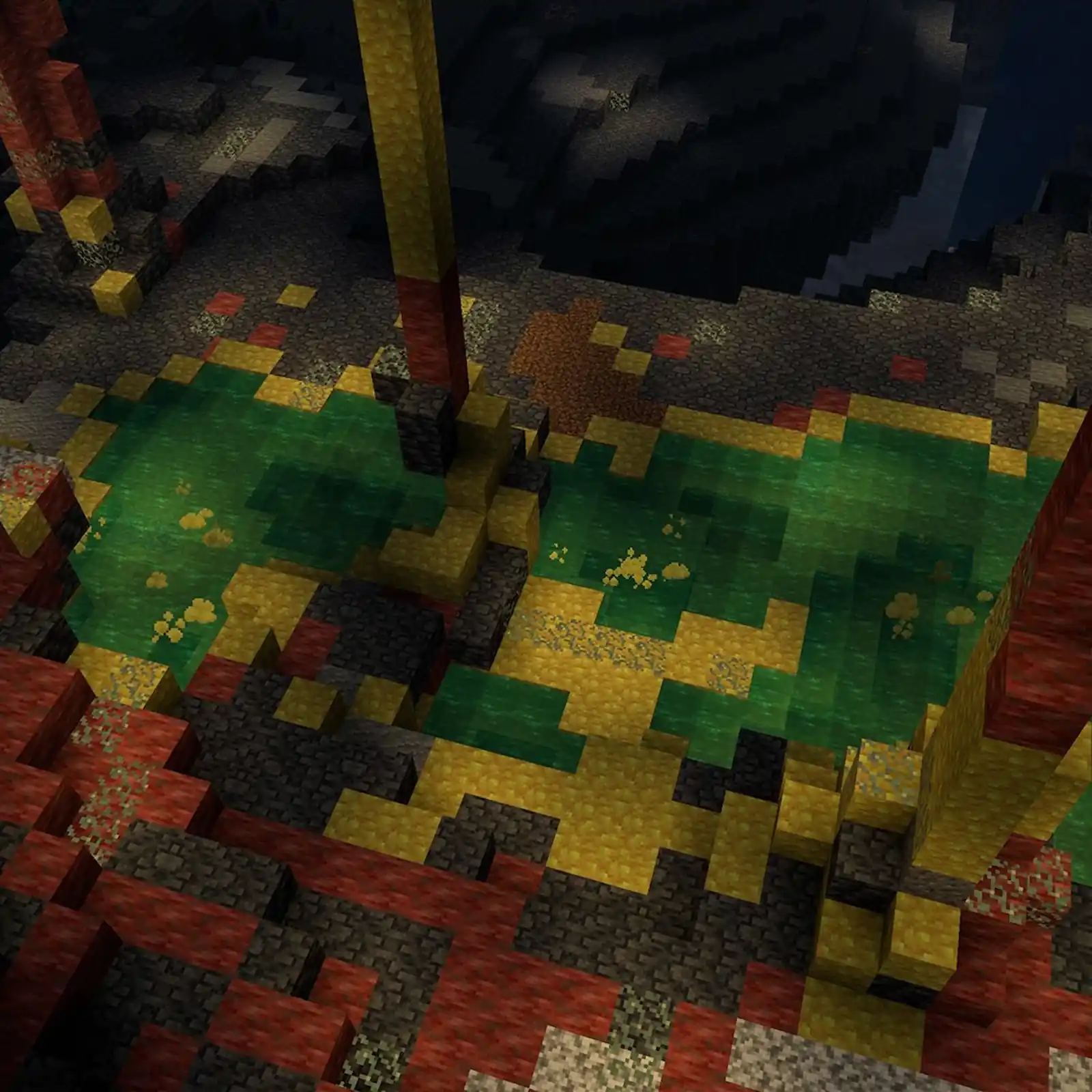 Interior de una cueva en Minecraft