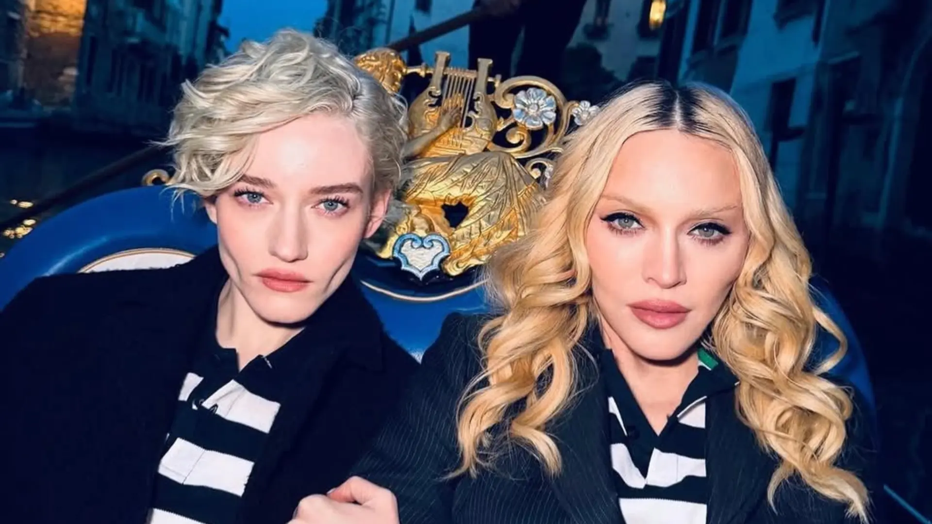 Julia Garner caracterizada como Madonna en el set de la biopic cancelada