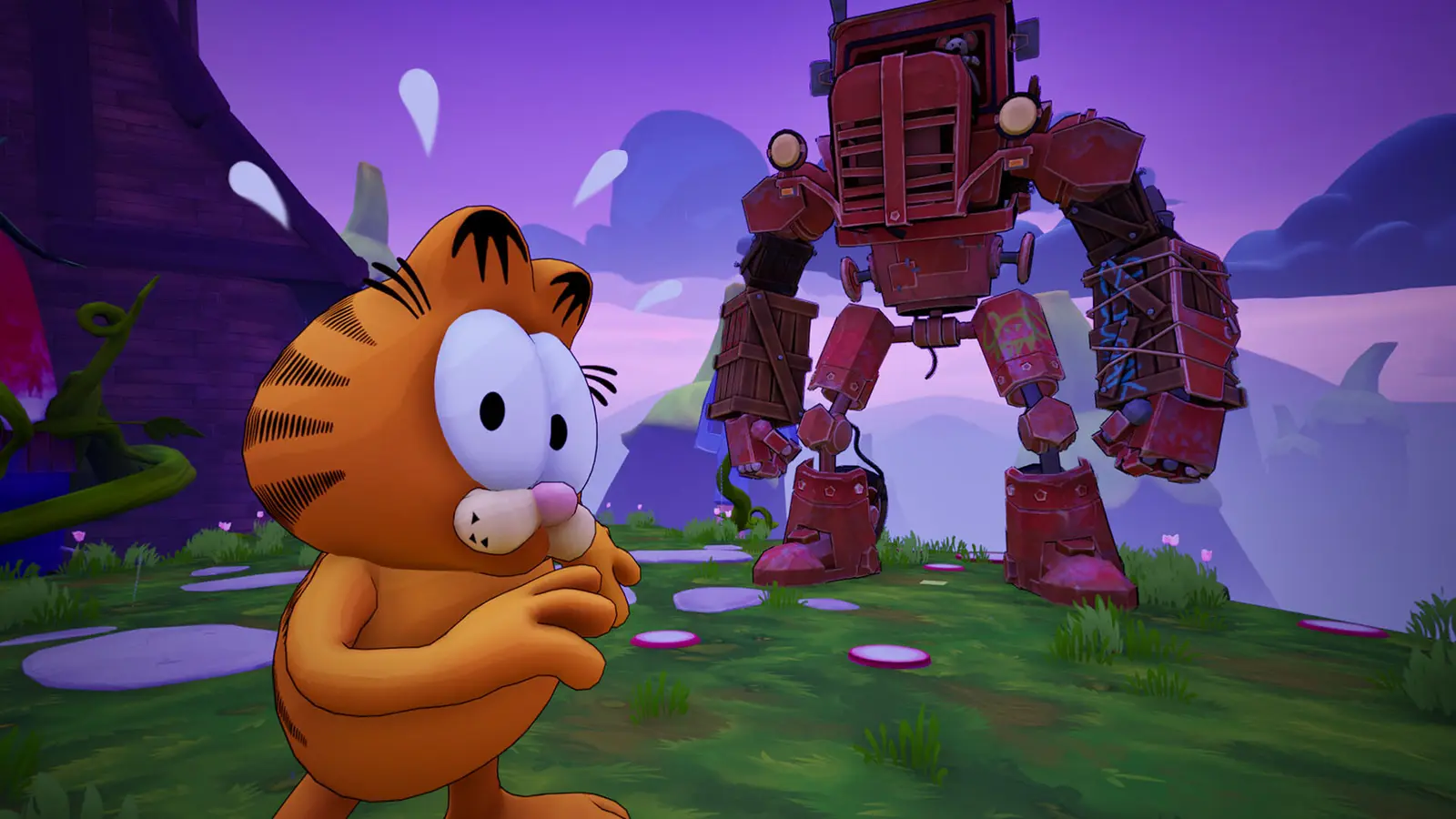 Garfield frente a un jefe en Garfield: Escape from Monday