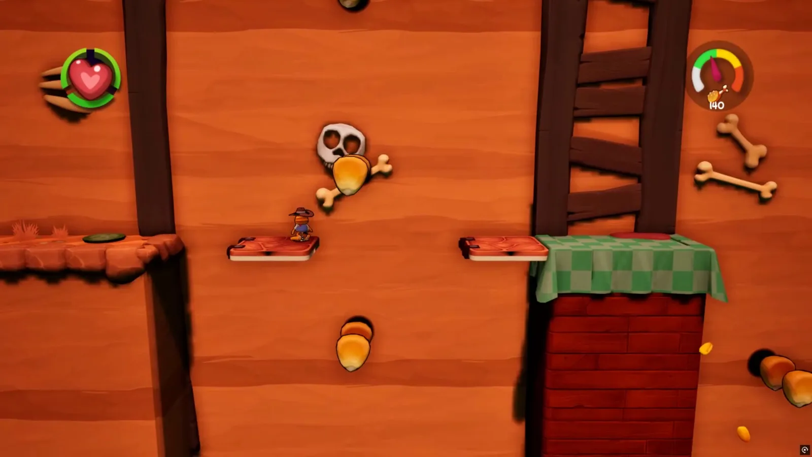 Garfield disfrazado de cowboy en un nivel de plataformas de Escape from Monday