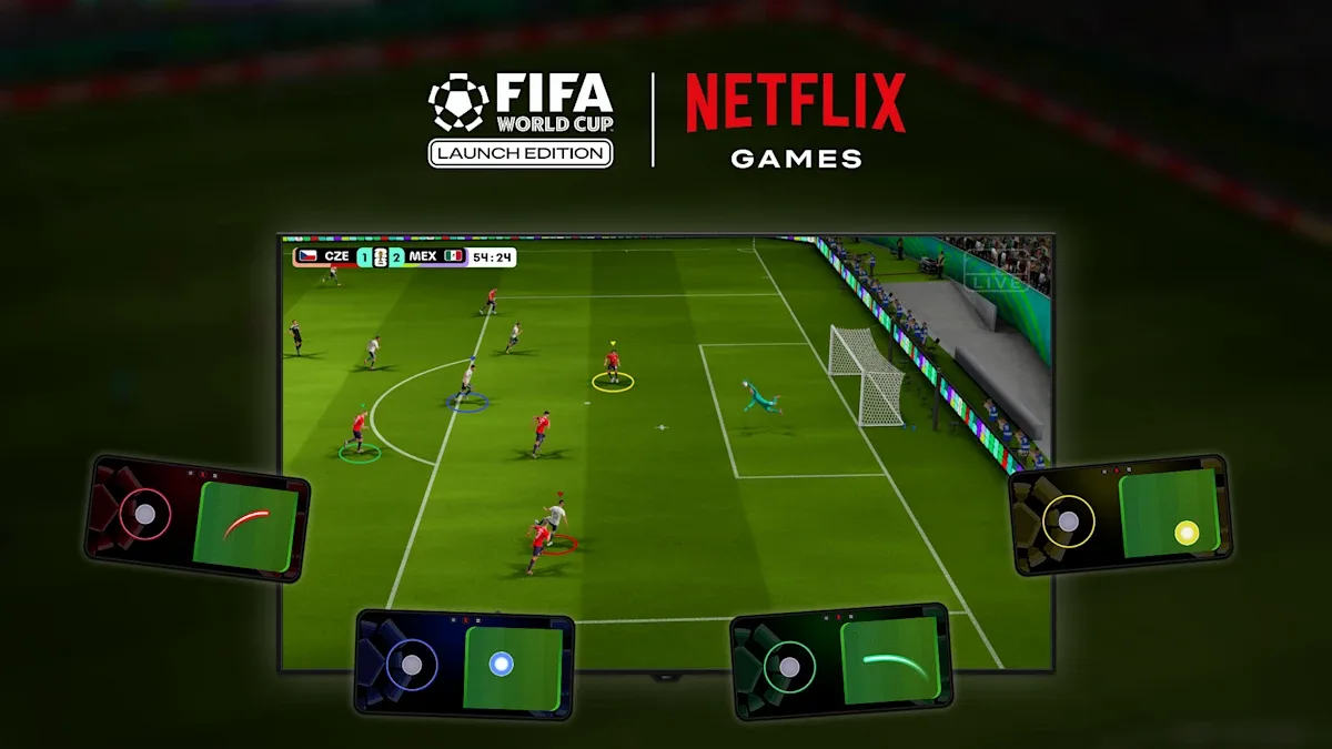 Simulador de fútbol de Netflix Games ligado al Mundial 2026, jugado en la TV con la app Netflix Game Controller