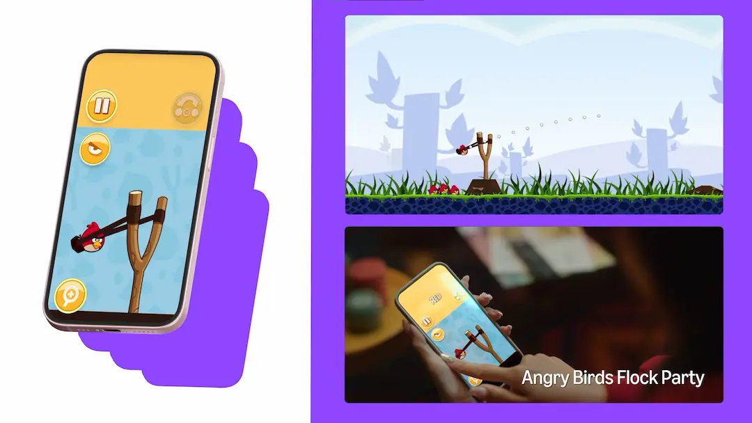 Angry Birds Flock Party jugado en un celular a través de Amazon Luna en la nube