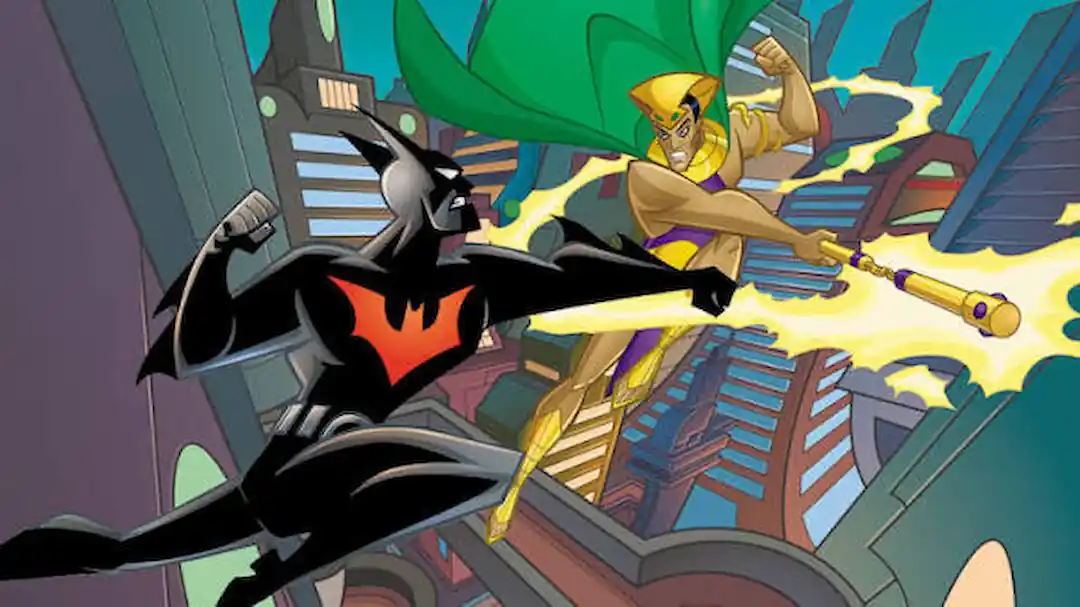 Terry McGinnis como Batman Beyond en un Gotham futurista