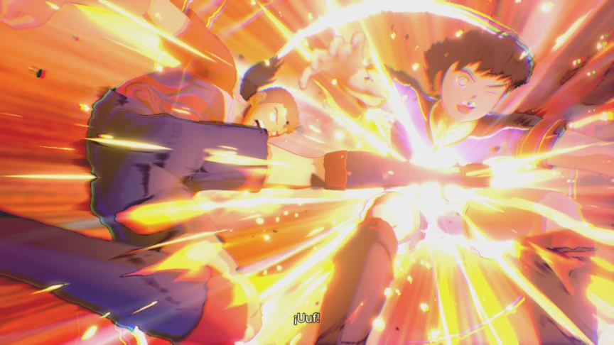 Escena de un Miracle Move en Captain Tsubasa 2: World Fighters con efectos de luz y energía
