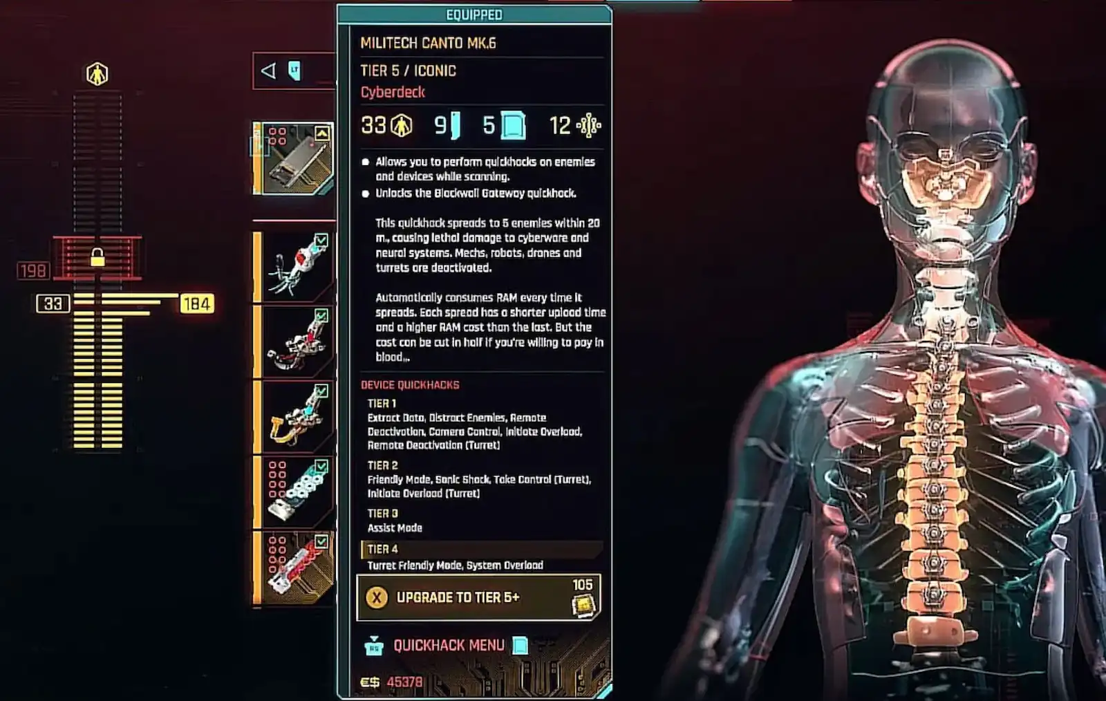 El hackeo Canto Mk.6 en acción en Cyberpunk 2077