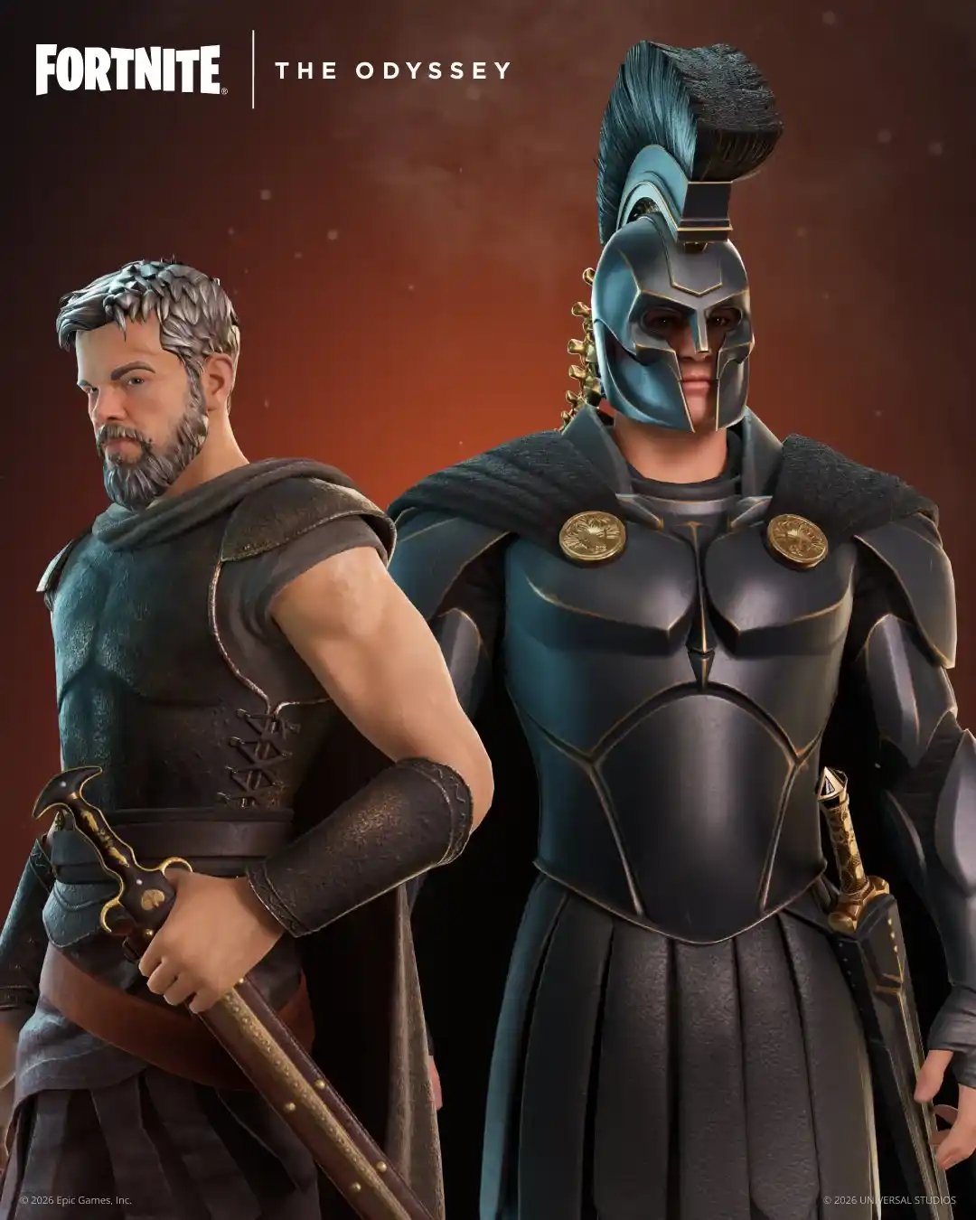 Skins de La Odisea en Fortnite: Odiseo y Agamenón en el arte oficial de Epic Games