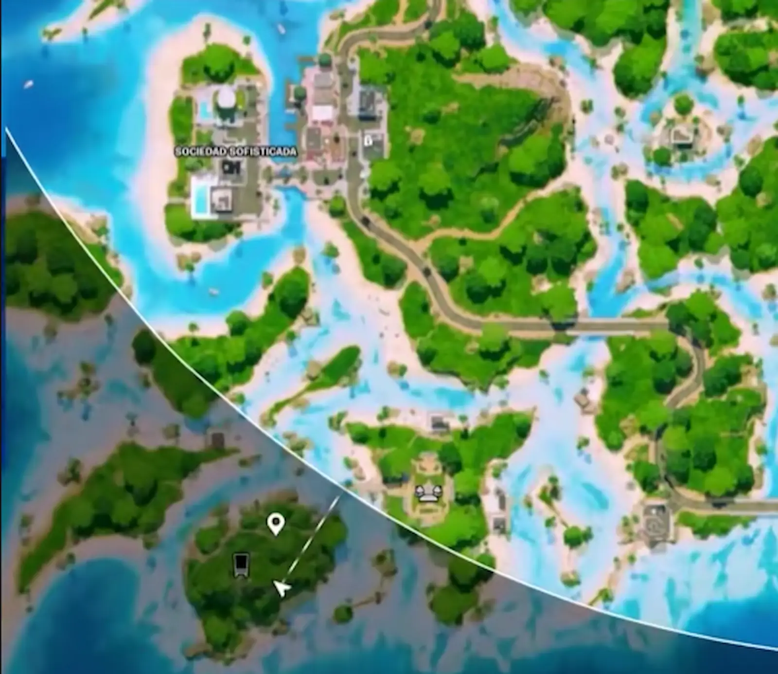 Isla rocosa al sur de Heatwave Harbor en Fortnite donde está el acuario secreto