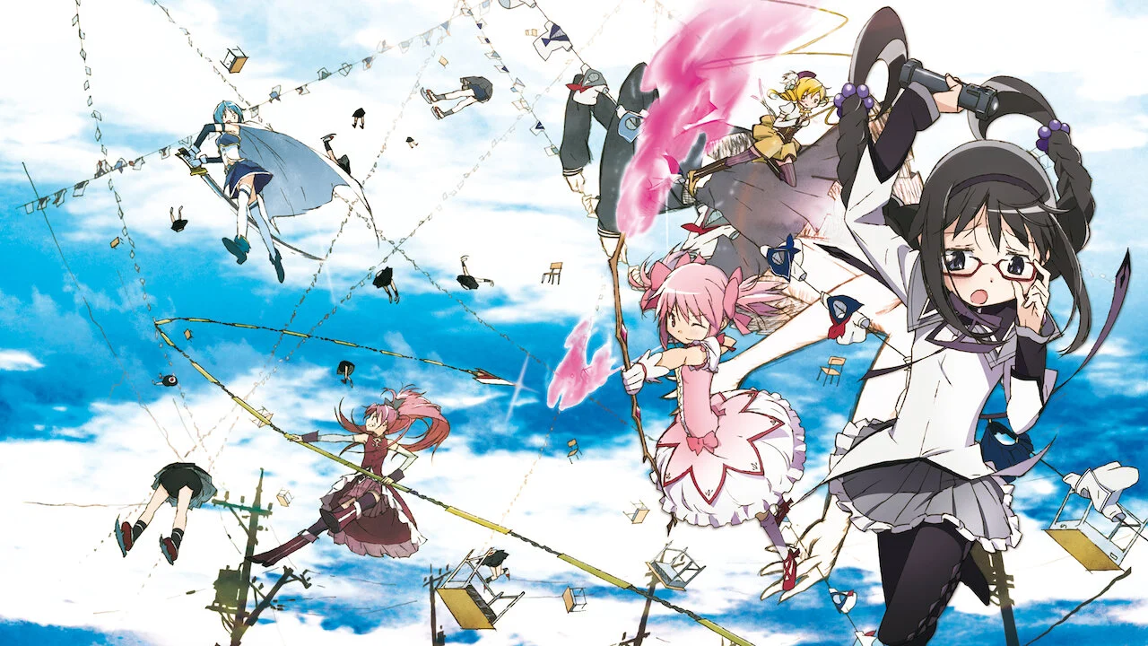 Escena de Madoka Magica, el anime de chicas mágicas del estudio SHAFT