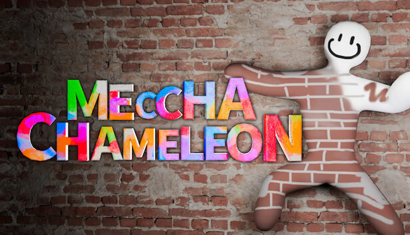 Meccha Chameleon: el arte oficial del juego con un avatar camuflado contra una pared de ladrillos