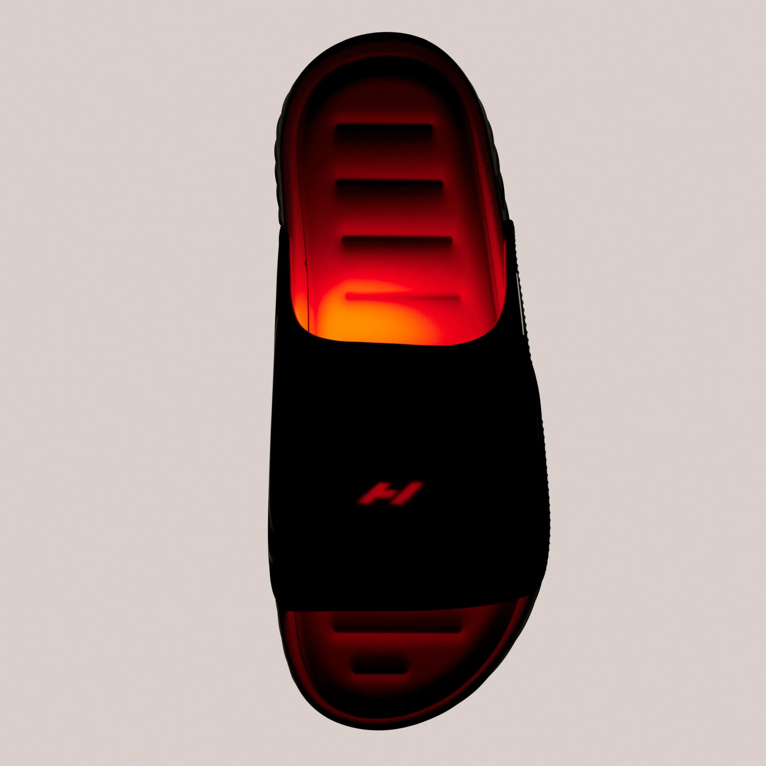 Vista superior de las ojotas de Nike con el sistema de calor activado