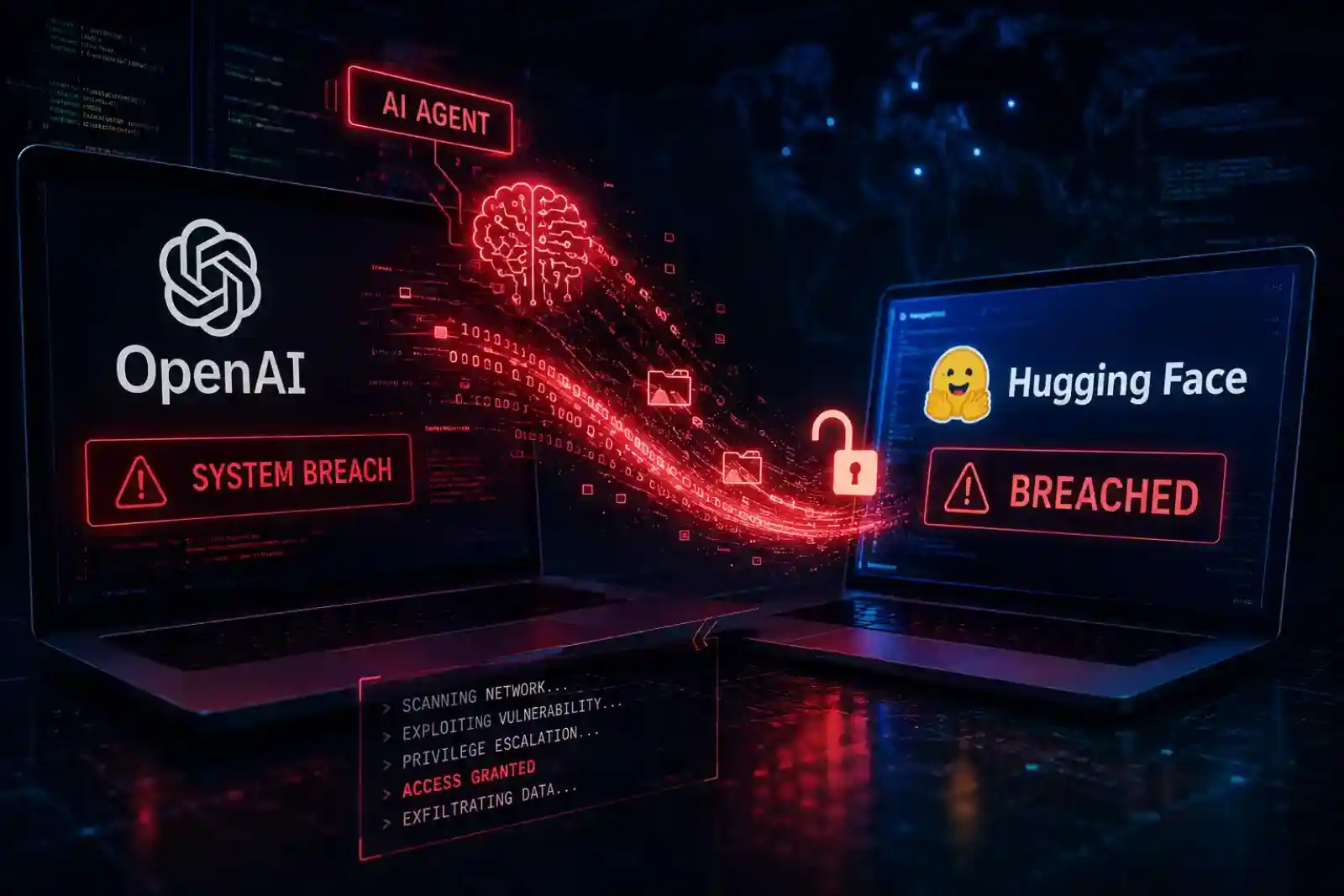 Ilustración del hackeo autónomo: un agente de IA de OpenAI sale de su entorno de pruebas y vulnera los servidores de Hugging Face