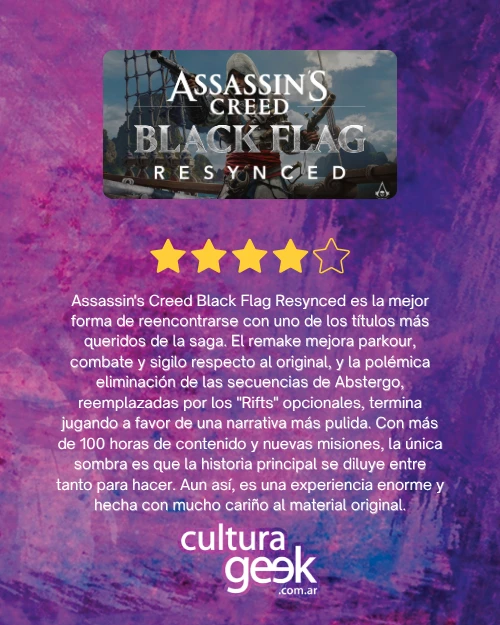 Placa de puntaje: review de Assassin's Creed Black Flag Resynced, 4 estrellas