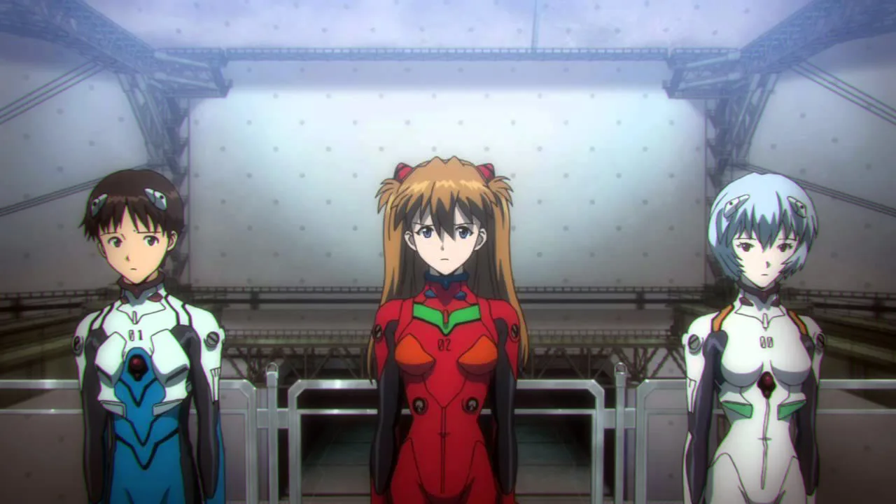 Shinji, Rei y Asuka, protagonistas de Rebuild of Evangelion, la tetralogía que saldría de Prime Video
