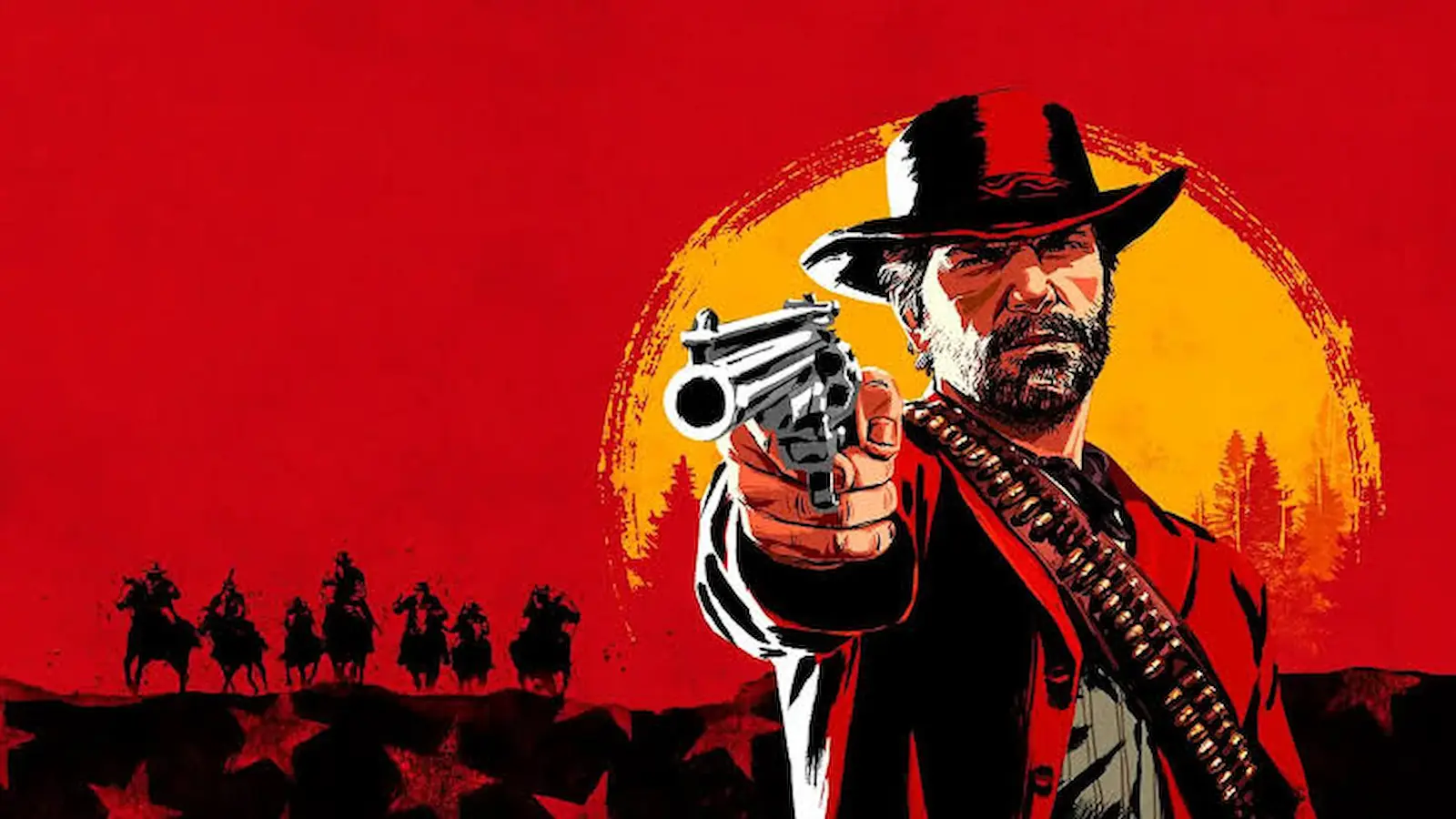 Arthur Morgan apunta con su revólver en el arte clave de Red Dead Redemption 2