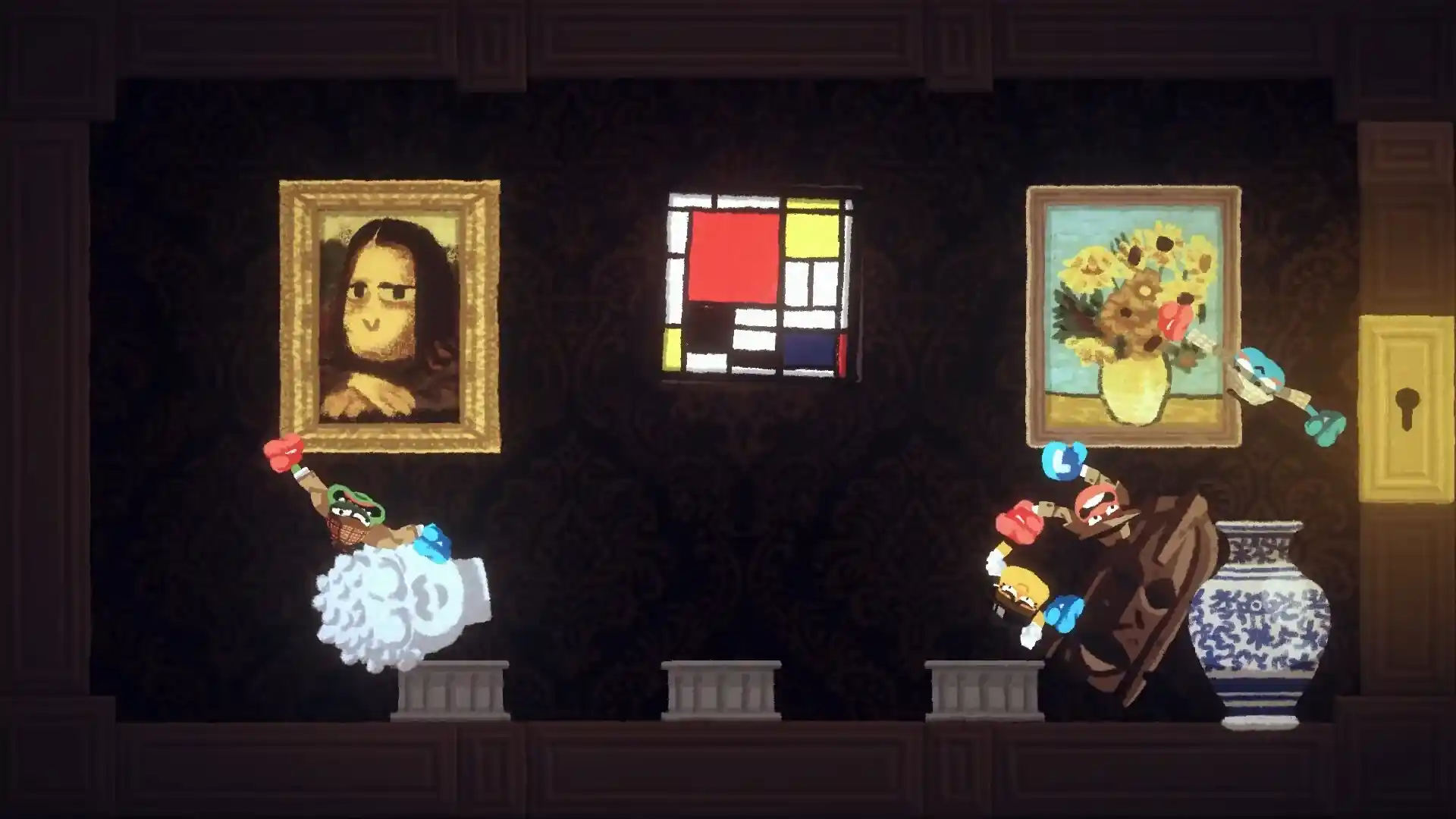 Review Heave Ho 2: los personajes trepan por un museo entre cuadros clásicos