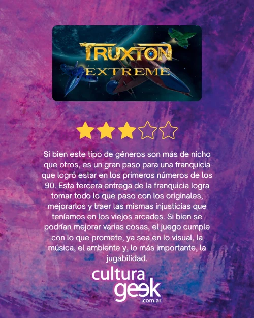 Puntaje de Truxton Extreme en Cultura Geek: tres estrellas sobre cinco