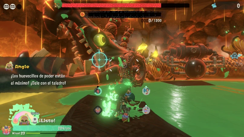 Splatoon Raiders: combate contra un jefe salmónido con el taladro del mecha
