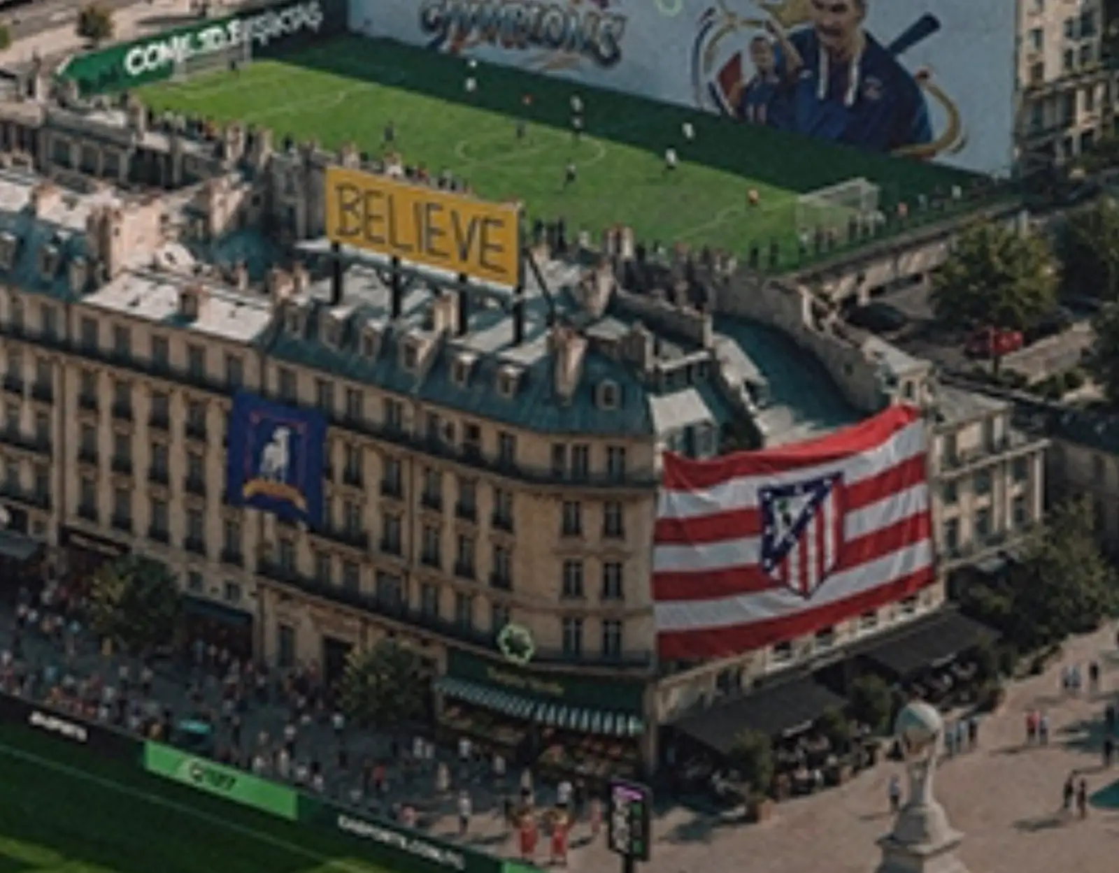 Bandera con un galgo, el escudo del AFC Richmond, en el arte de tapa de EA Sports FC 27