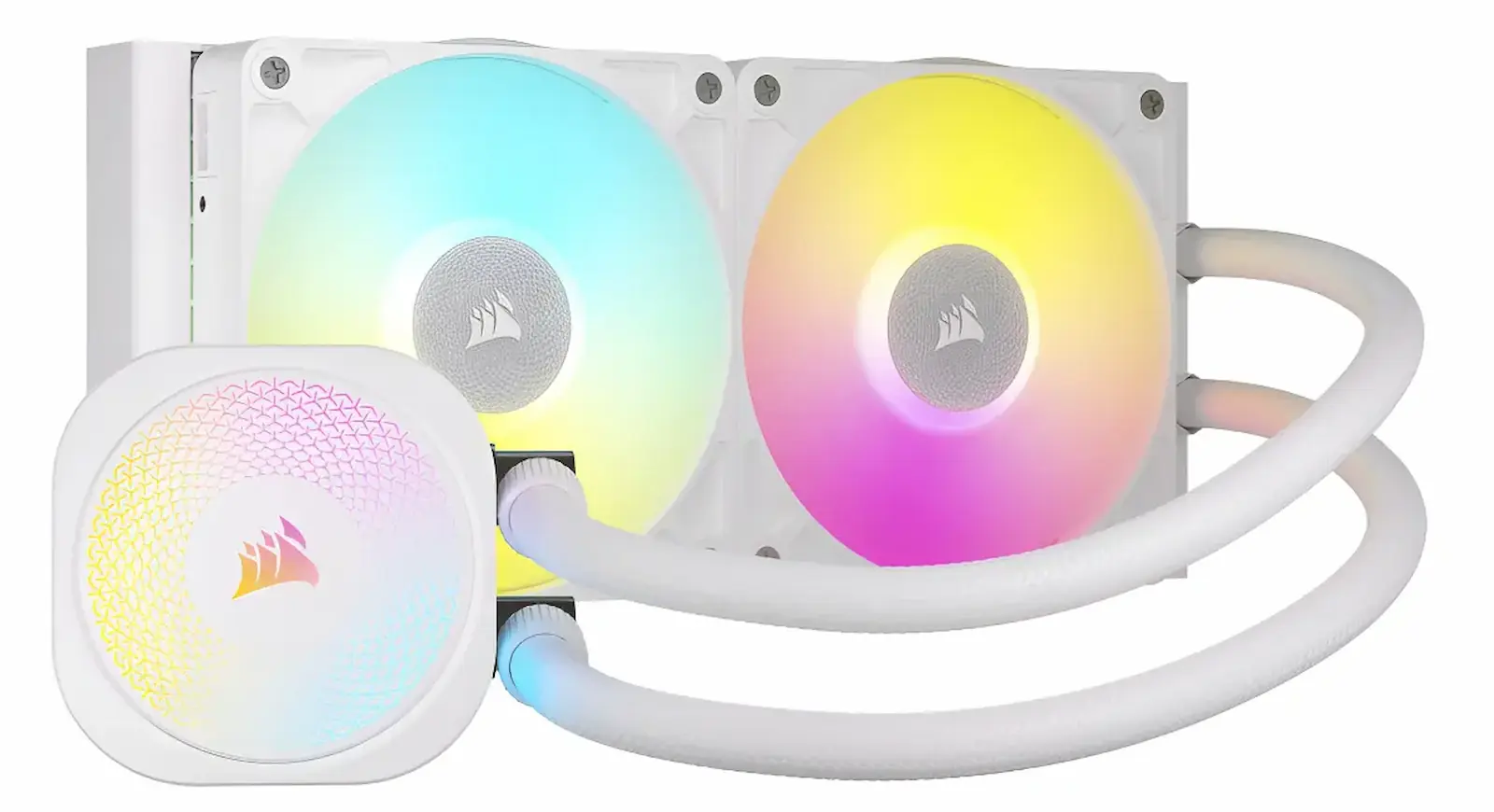 Radiador y ventiladores blancos del AIO Corsair Nautilus 240 RS ARGB