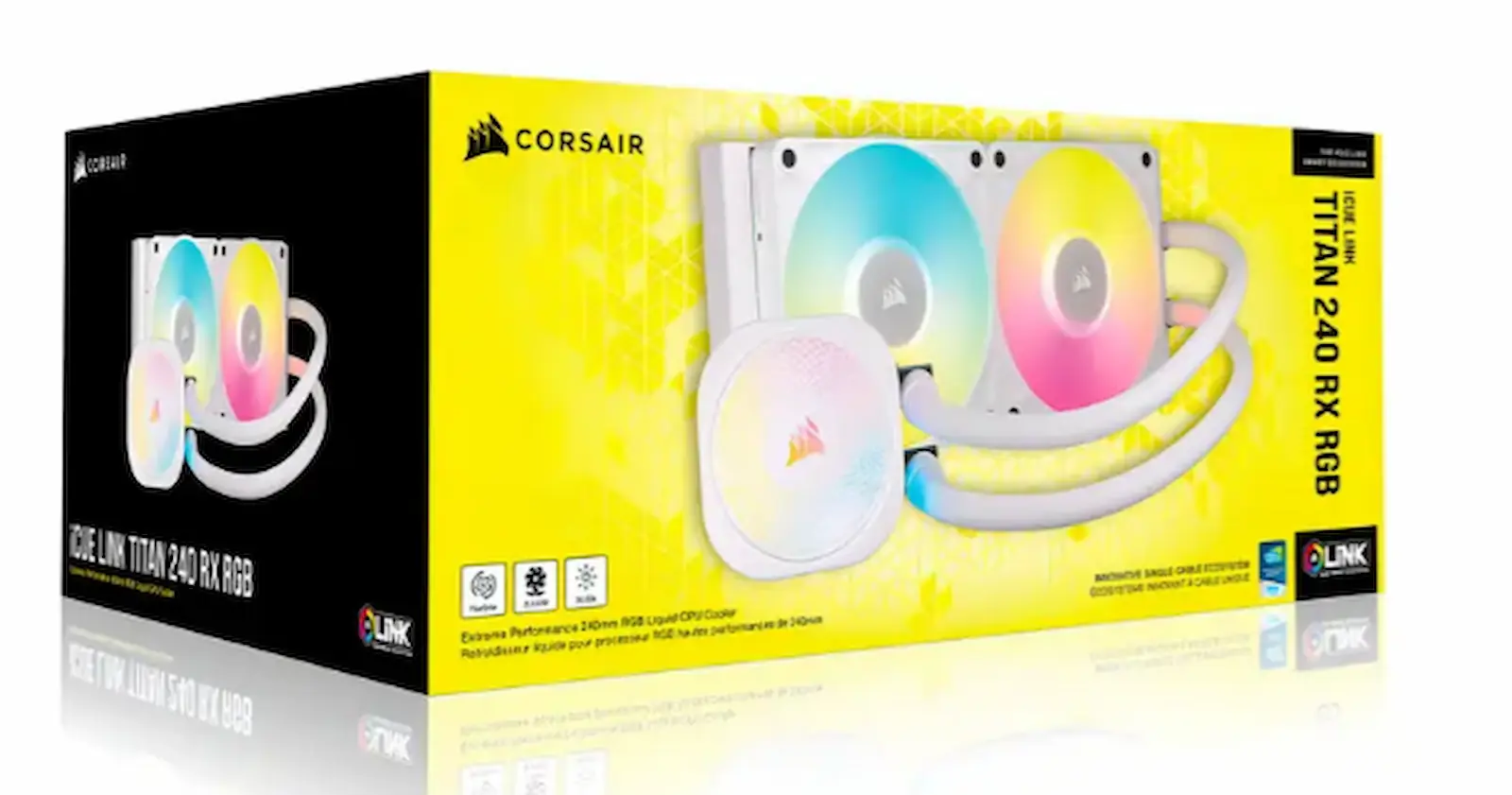 Caja del AIO Corsair iCUE LINK Titan 240 RX RGB blanco