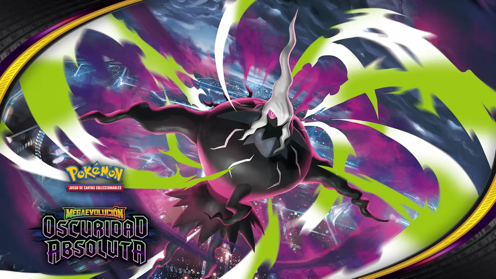 Ilustración de lanzamiento del set Pokémon TCG Oscuridad Absoluta