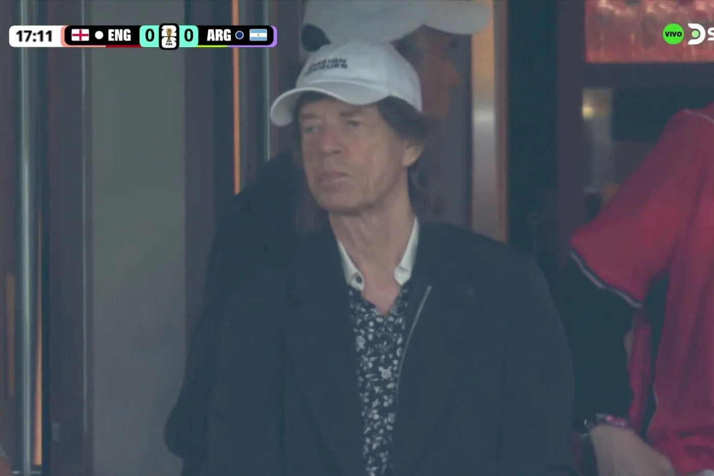 Mick Jagger en el palco durante la semifinal Argentina-Inglaterra del Mundial 2026