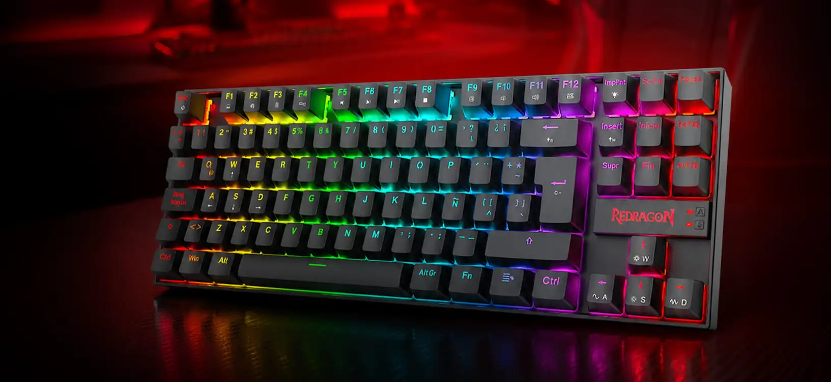 Redragon Kumara Magnético, teclado gamer TKL con layout en español e iluminación RGB