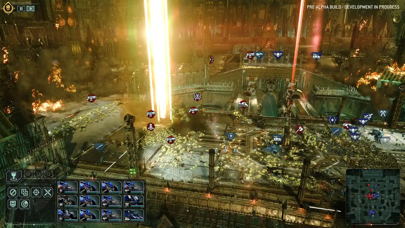 Un bombardeo orbital cae sobre el campo de batalla en Total War: Warhammer 40.000