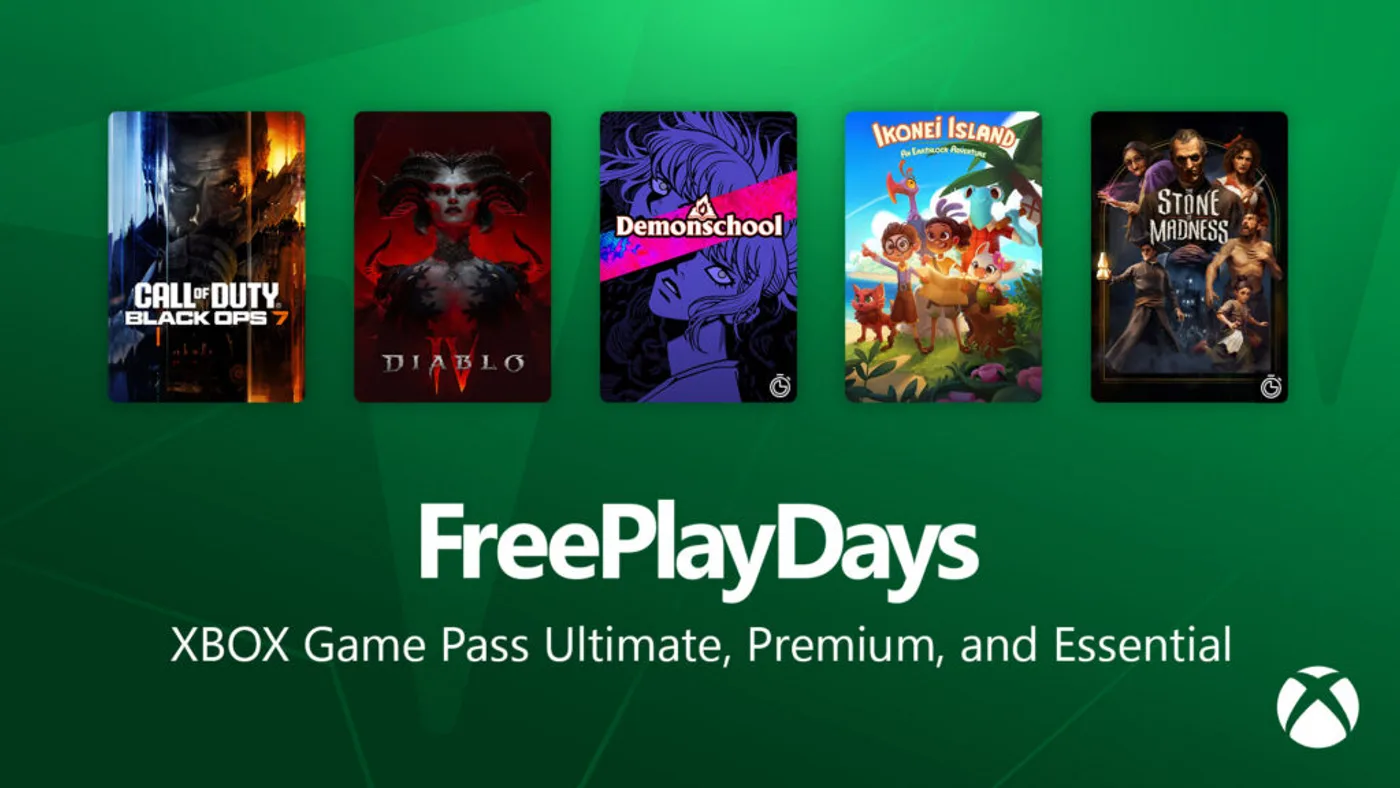 Banner oficial de Xbox Free Play Days de julio de 2026 con Call of Duty Black Ops 7 y Diablo IV gratis