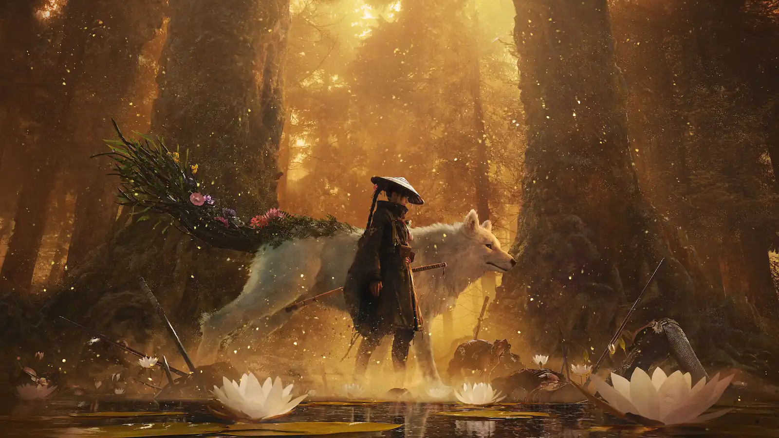 Emma y Koo recorren un bosque en Beast of Reincarnation